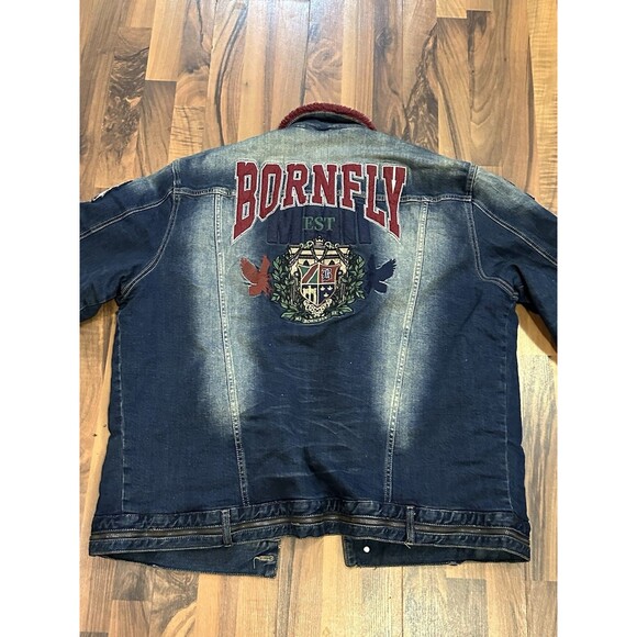 Born Fly Denim 3XL Quilted Jacket Patchwork - Picture 12 of 14